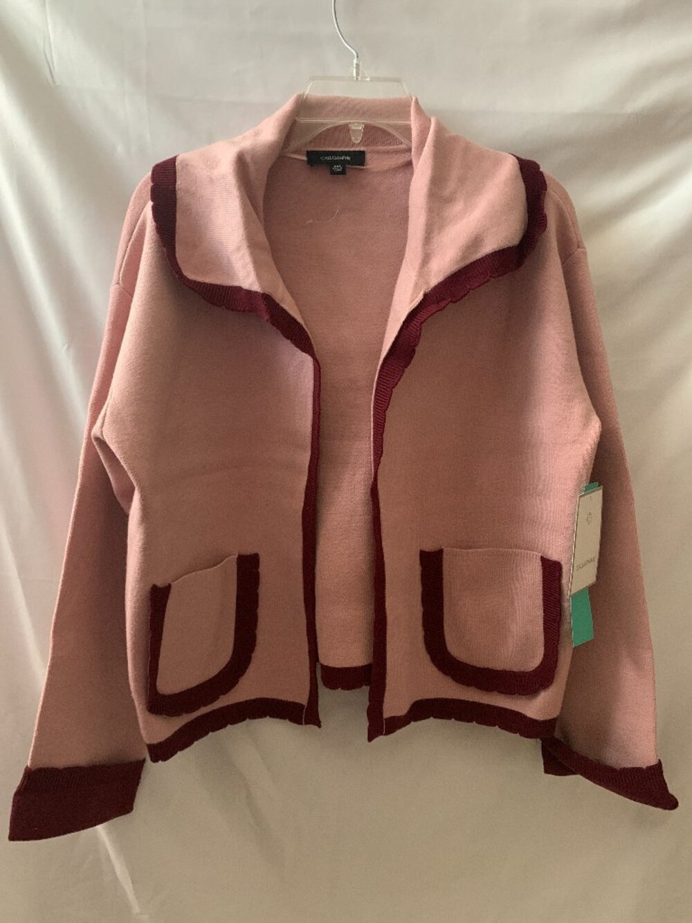 CALLIGRAPHIE FOR ANTHROPOLOGIE Open Front Knit Cardigan in Pink/Wine Sz MEDIUM